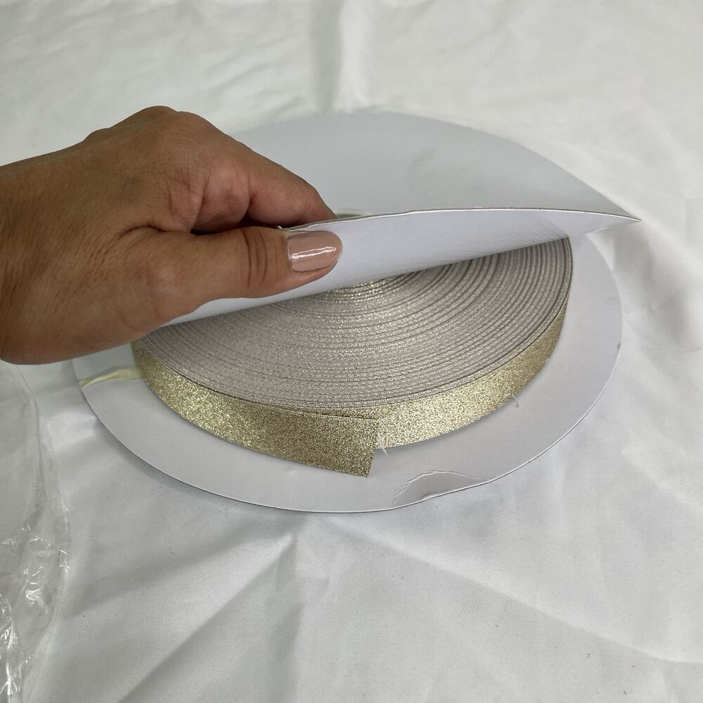 Gold Shimmer Ribbon Lace Almost Full Big Roll, Christmas, holidays, decoration